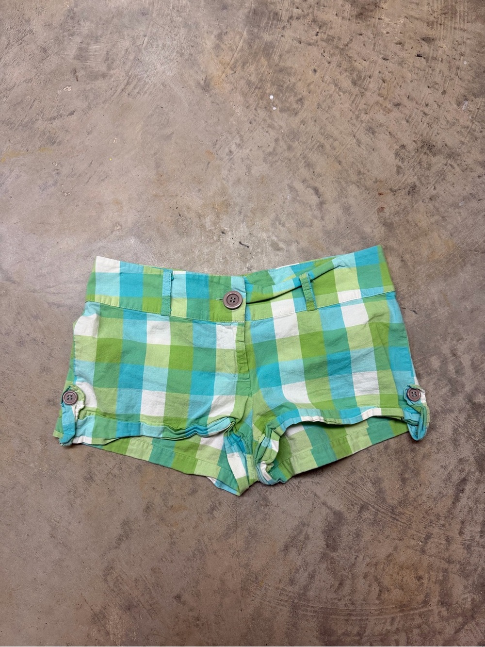Plaid Green & Aqua Y2K  Women's Shorts